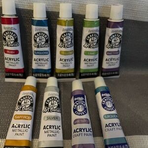 Crafter's Closet Acrylic Paint Set - metallic 9 tubes. New